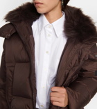 Yves Salomon Shearling-trimmed hooded down jacket