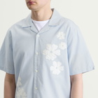 Wax London Men's Didcot Applique Flowers Vacation Shirt in Blue/Ecru