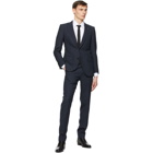 Husbands Navy and Grey Fresco Pinstripe Single-Breasted Suit