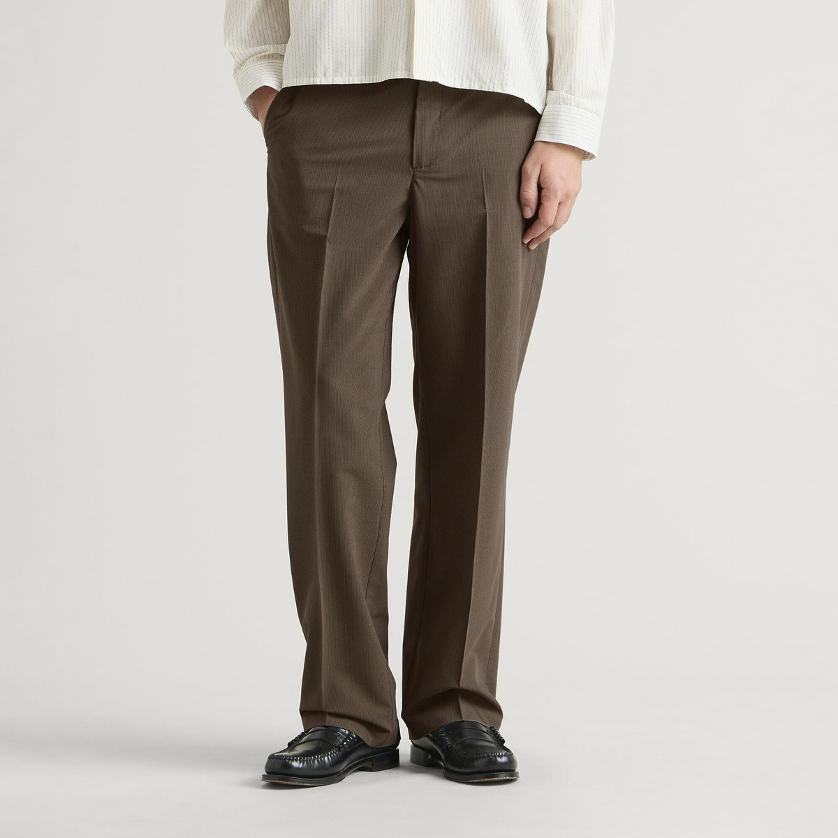 Les Deux Men's Mini Check Tailored Trousers in Dark Sand