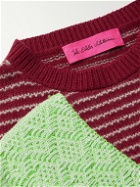 The Elder Statesman - Moyen Patchwork Mercerised Wool and Cashmere-Blend Sweater - Burgundy