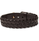 TOM FORD - Woven Leather and Gold-Tone Bracelet - Men - Brown