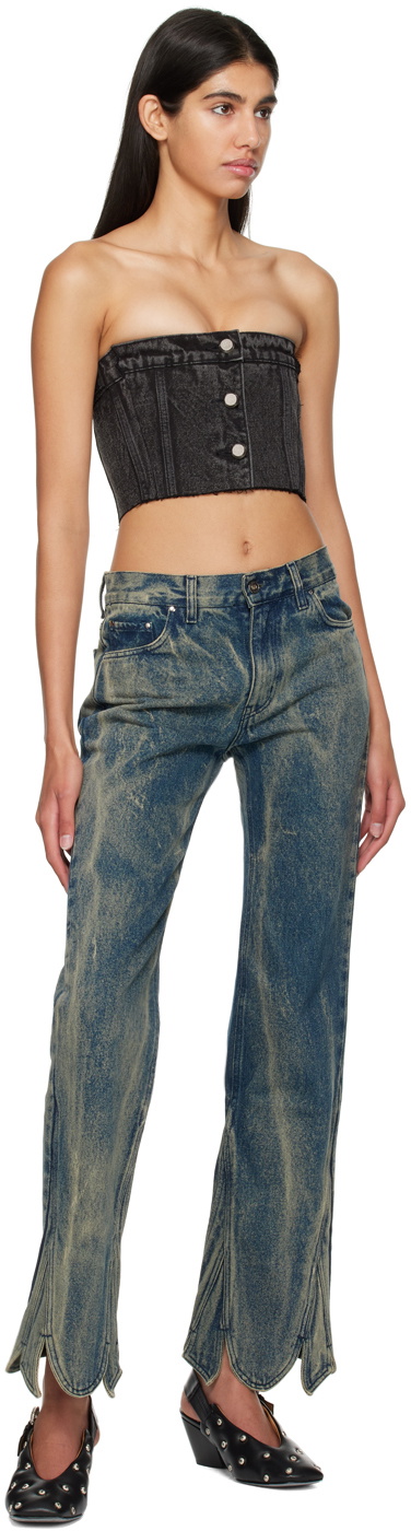 BONBOM Gray Faded Denim Tube Top