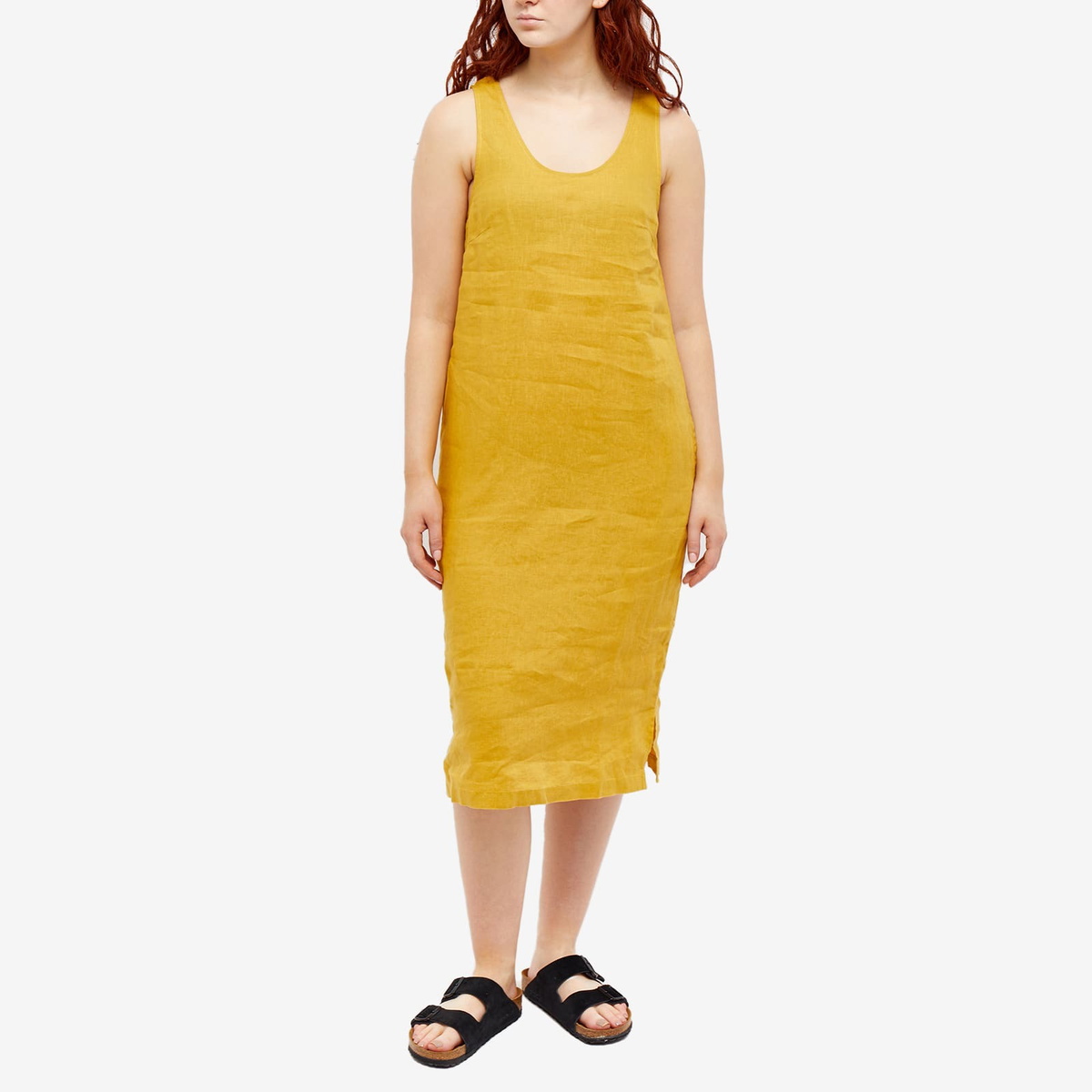 L.F. Markey Women's Basic Linen Shift Dress in Ochre L.F. Markey