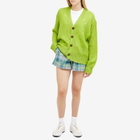 Late Checkout Distressed Mohair Cardigan in Green
