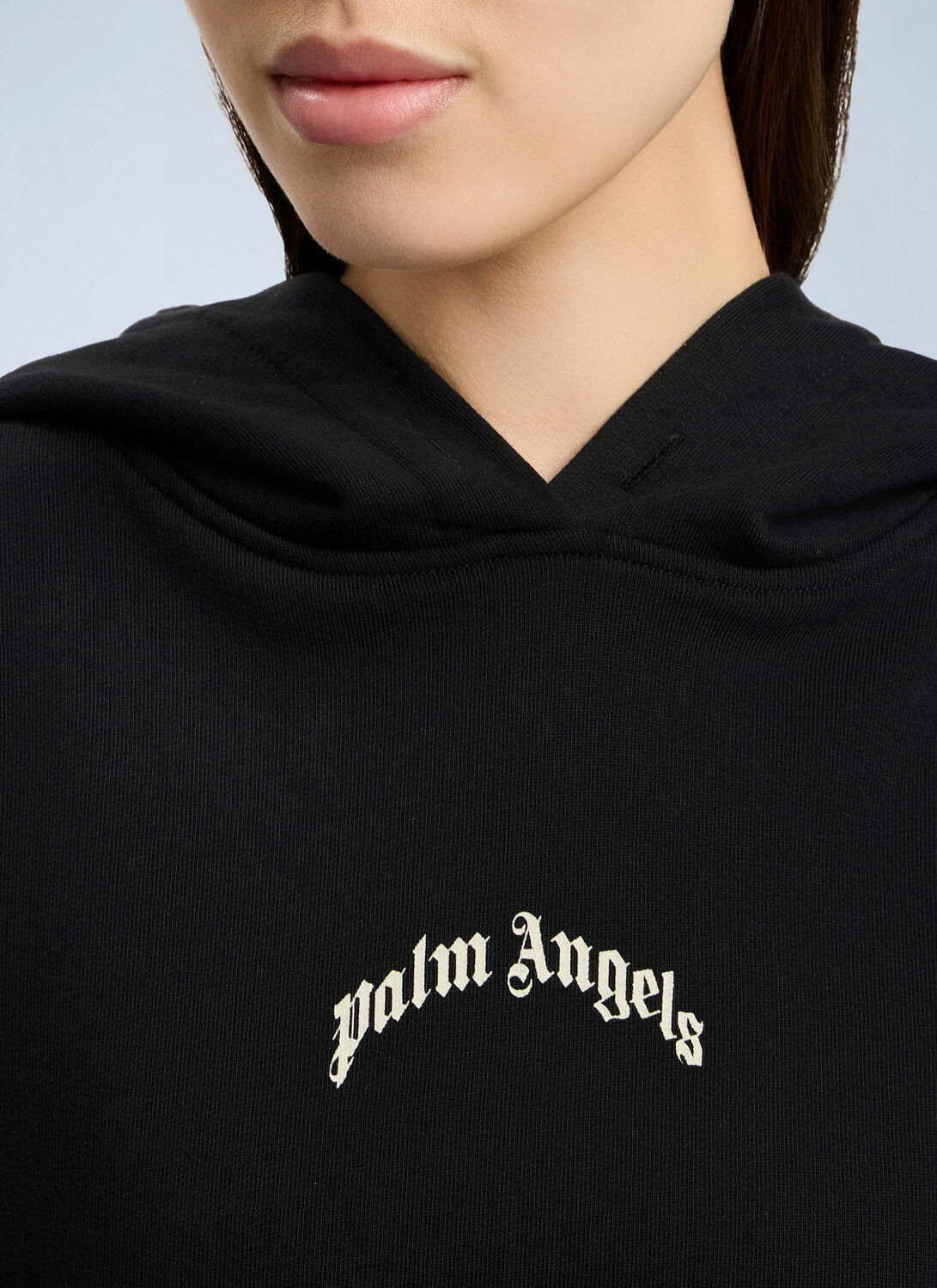 Palm Angels Curved Logo Loose Crop Hoodie