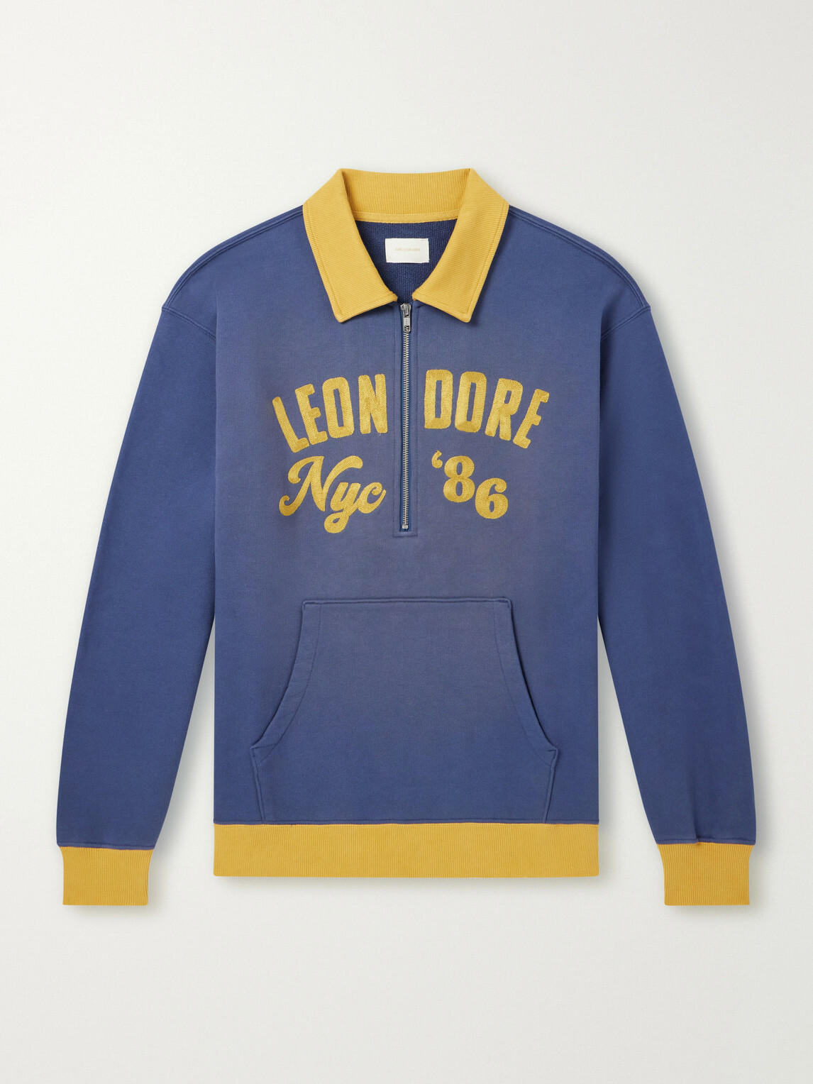 Aimé Leon Dore - Tour Logo-Embroidered Cotton-Jersey Half-Zip Sweater - Blue