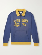 Aimé Leon Dore - Tour Logo-Embroidered Cotton-Jersey Half-Zip Sweater - Blue