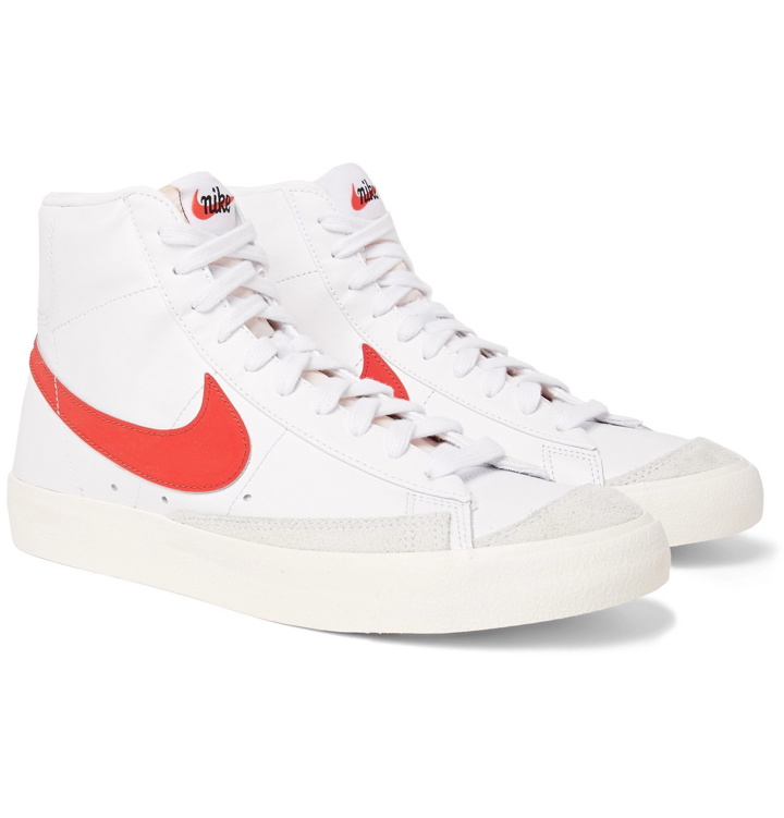 Photo: Nike - Blazer Mid '77 Vintage Suede-Trimmed Leather High-Top Sneakers - White