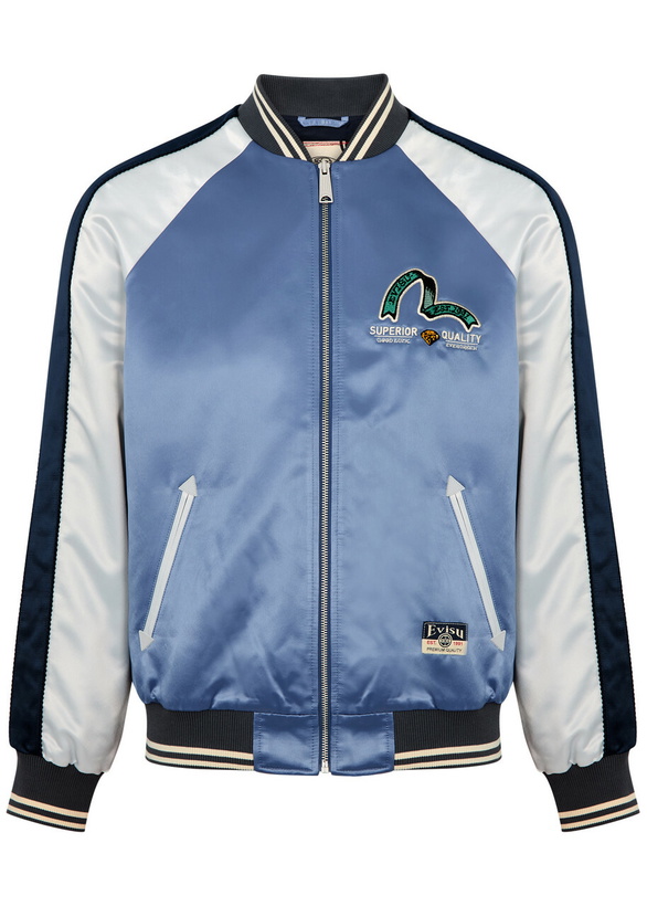 Photo: Evisu Souvenir Satin Varsity Jacket Dark Blue