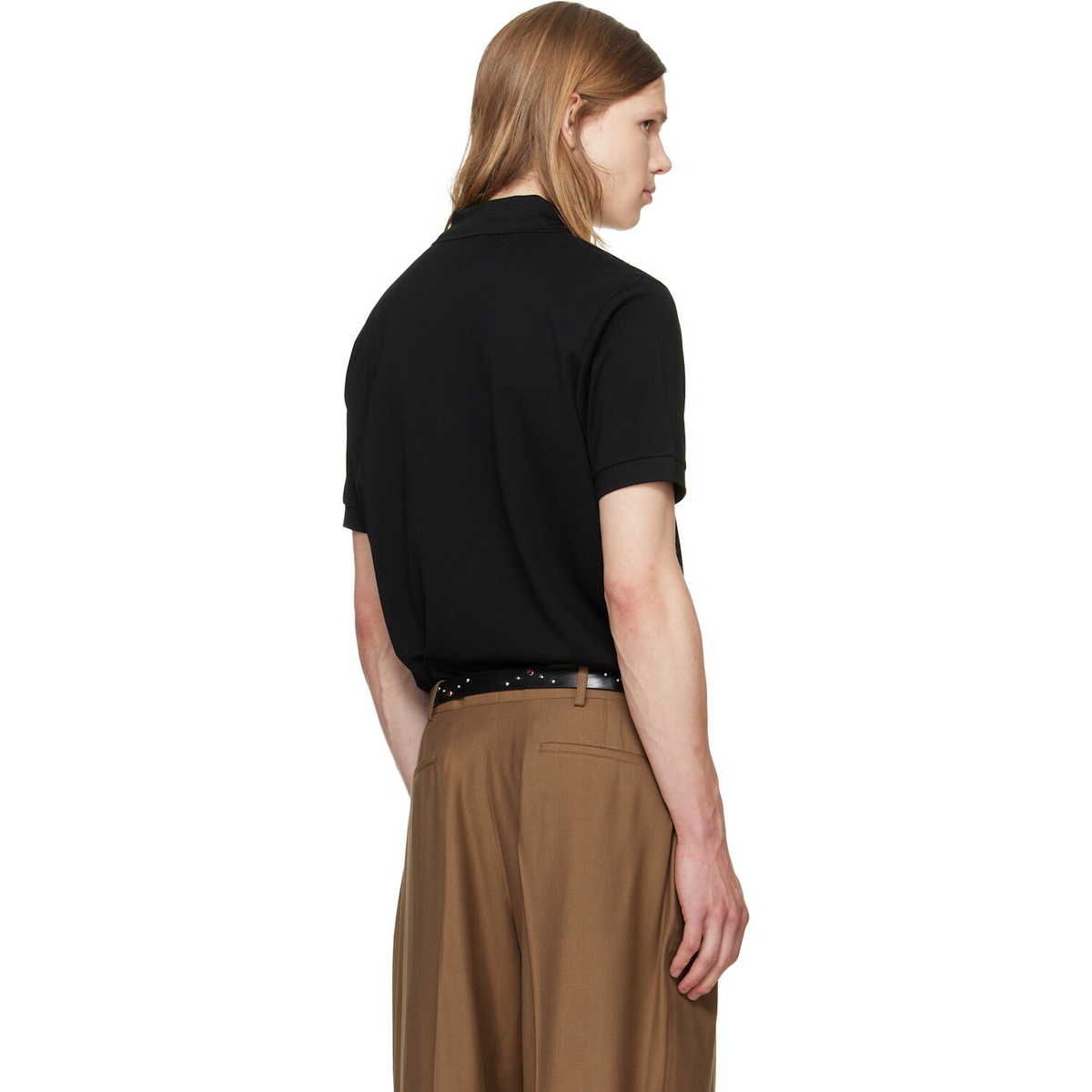 Paul Smith Black Cotton 'Artist Stripe' Placket Polo Shirt