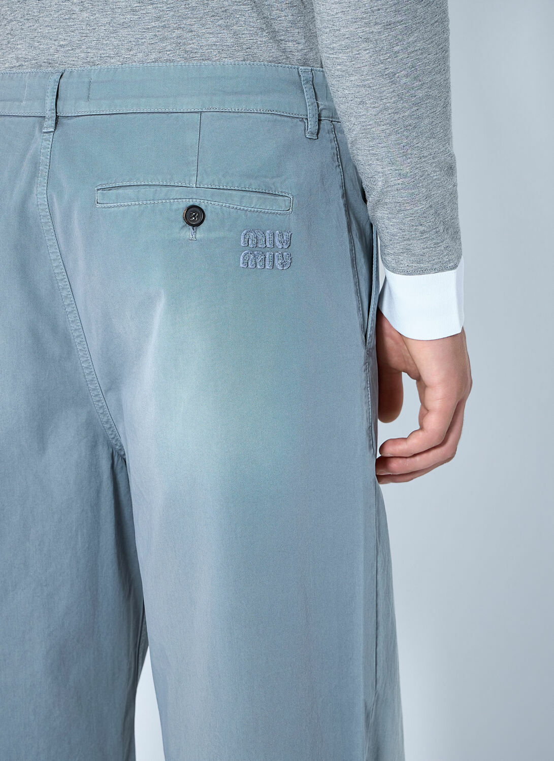 Miu Miu Steel Gray Garment-Dyed Twill Pants