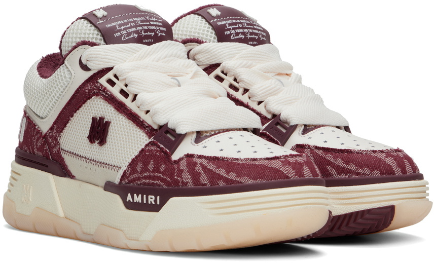 AMIRI Burgundy & Off-White Bandana Denim MA-1 Sneakers Amiri