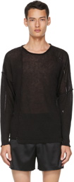 Isabel Benenato Black Linen Knit Sweater