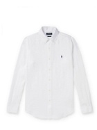 Polo Ralph Lauren - Button-Down Collar Logo-Embroidered Linen Shirt - White