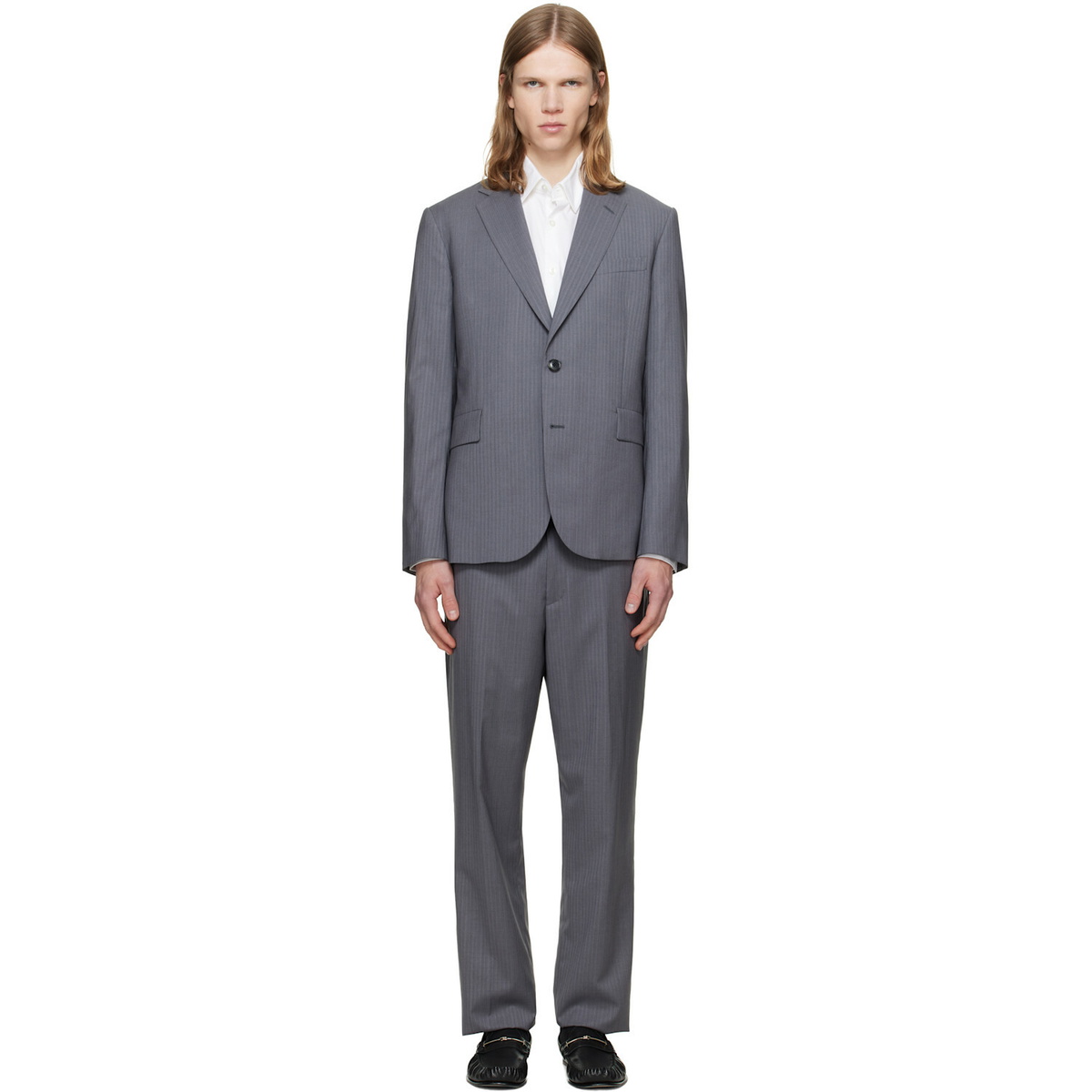 Paul Smith Gray 'The Soho' Tailored-Fit Pinstripe Wool Suit
