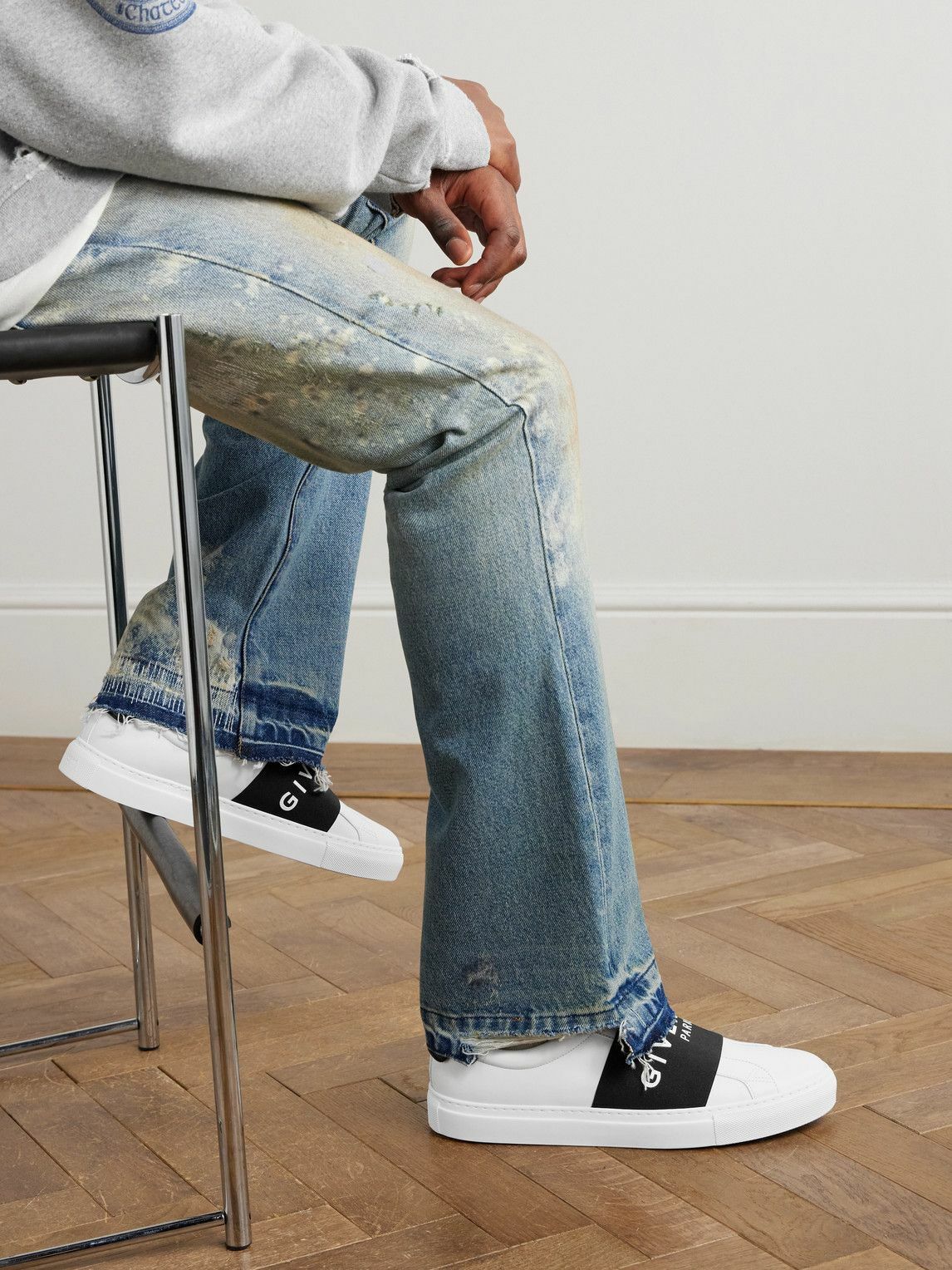 Givenchy - Urban Street Logo-Appliquéd Webbing-Trimmed Leather Slip-On Sneakers - White