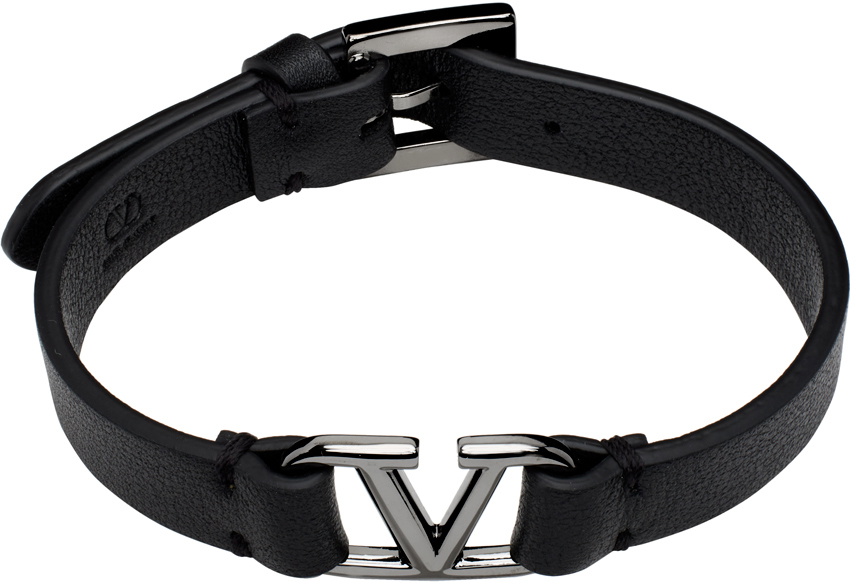 Valentino Garavani Black VLogo Signature Calfskin Bracelet