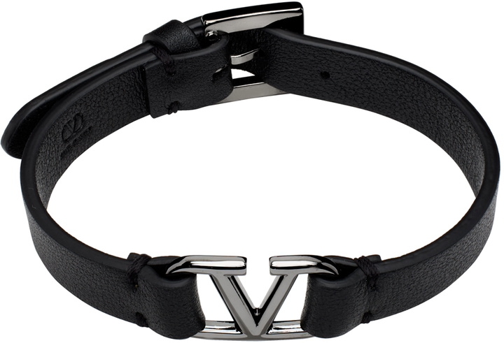 Photo: Valentino Garavani Black VLogo Signature Calfskin Bracelet