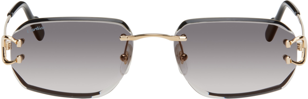 【美品】must de Cartier ゴールド サングラス Cartier Gold Classic 'C de Cartier' Motif Sunglasses Cartier