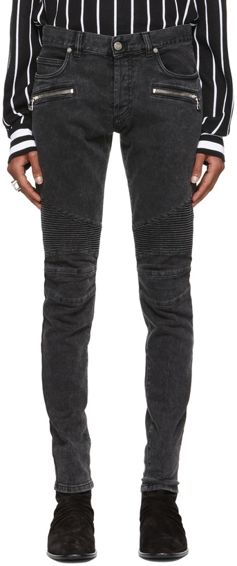 Photo: Balmain Black Ribbed Slim Jeans