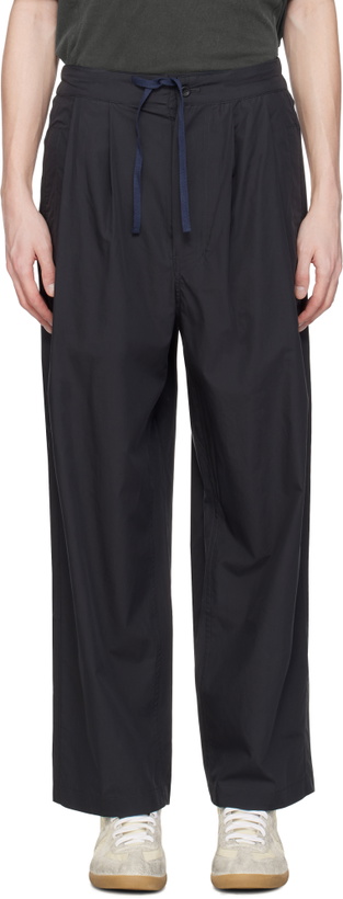 Photo: DOCUMENT Black Silky Cotton Tucked Trousers