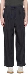 DOCUMENT Black Silky Cotton Tucked Trousers
