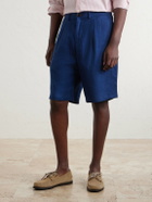 Oliver Spencer - Coney Straight-Leg Pleated Linen Shorts - Blue