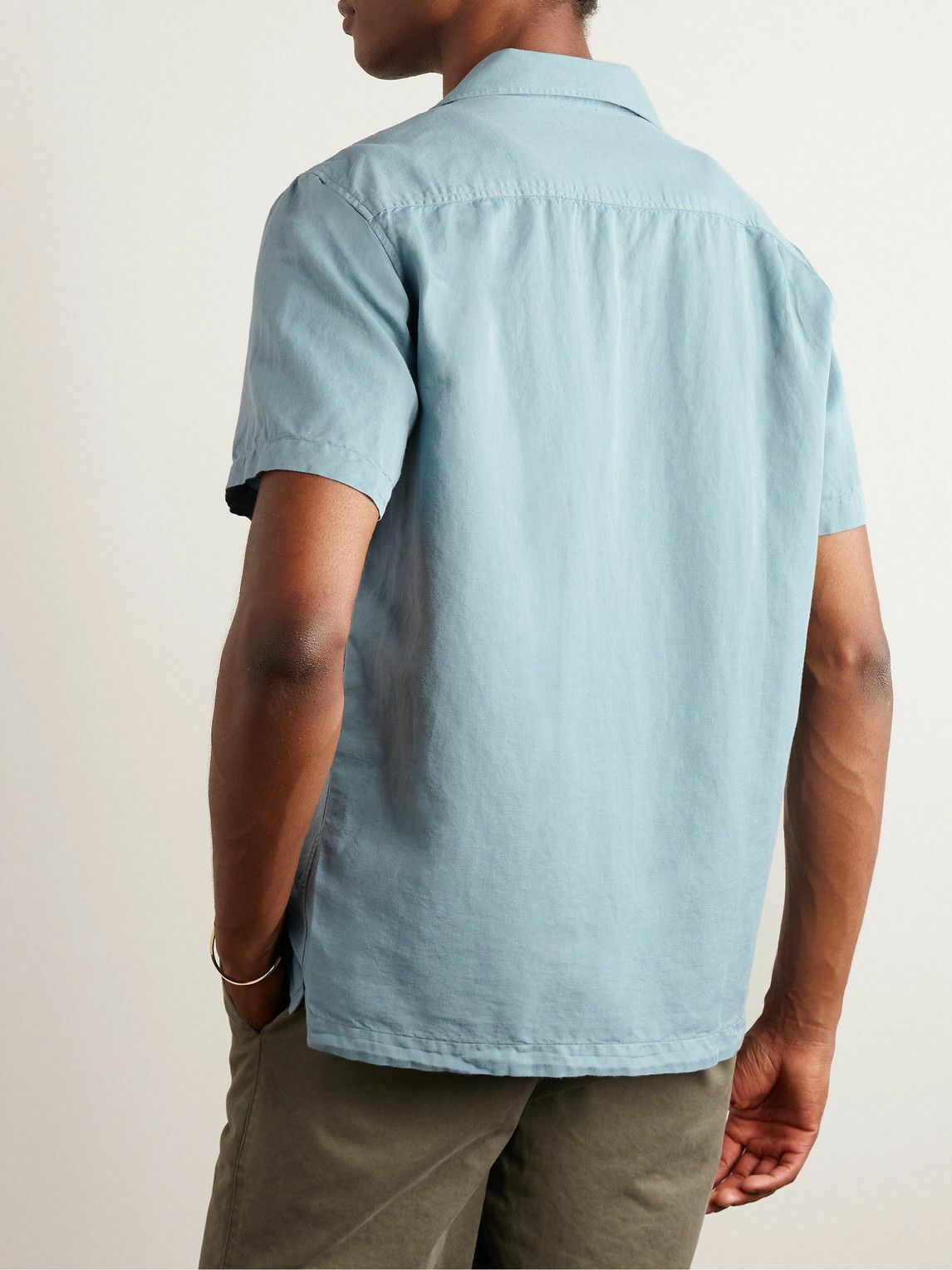 Mr P. - Michael Convertible-Collar Garment-Dyed Cotton and Linen-Blend ...