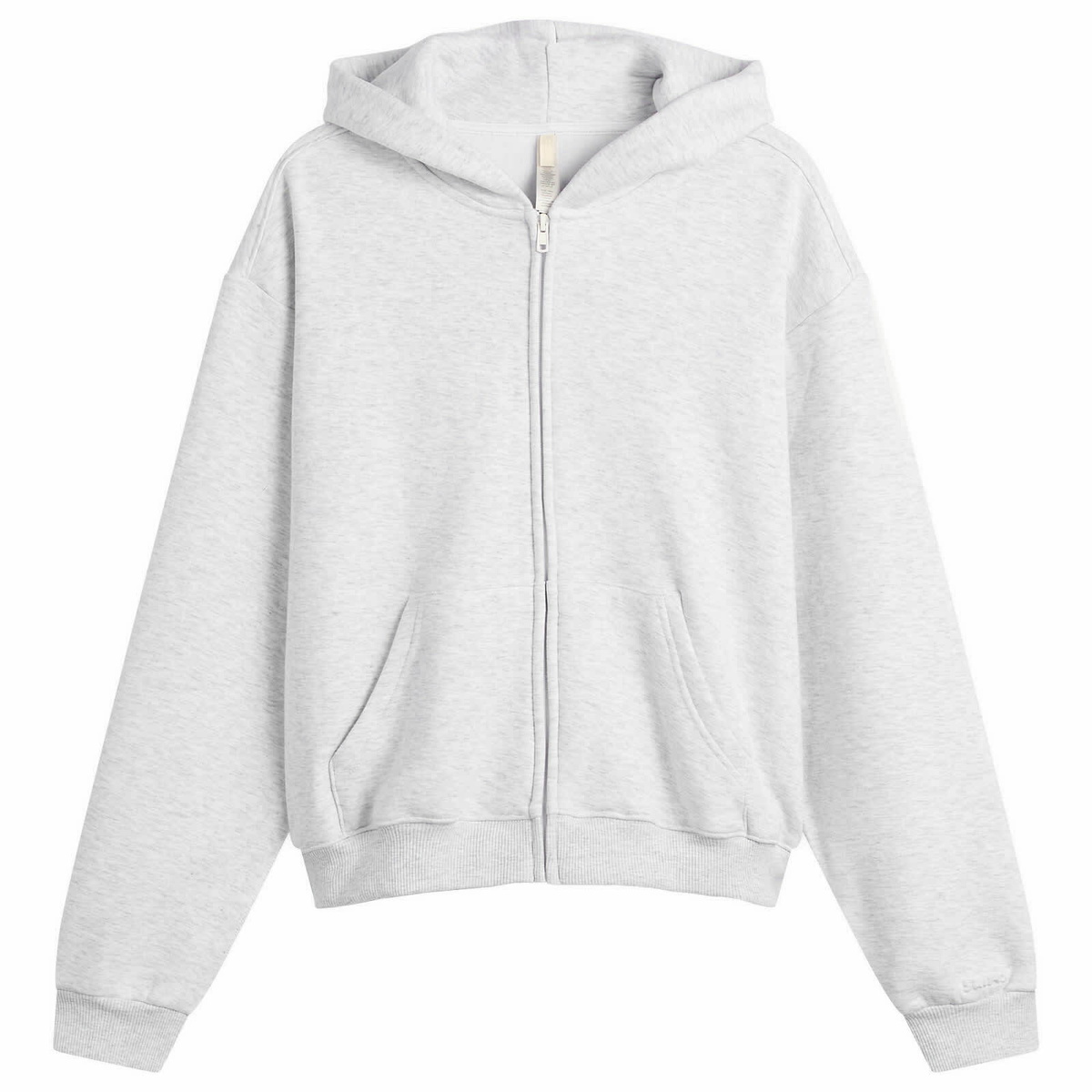 SKIMS Women's Cotton Fleece Classic Zip Up Hoodie in Light Heather Grey
