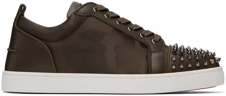 Photo: Christian Louboutin Khaki Louis Junior Spikes Sneakers