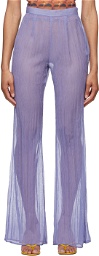 PRISCAVera Purple Chiffon Fitted Flared Lounge Pants