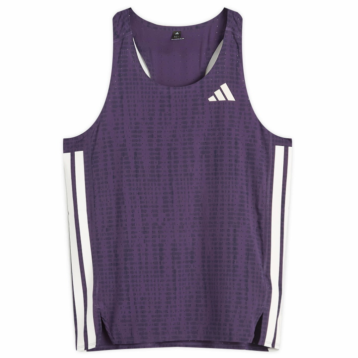 Photo: Adidas Running Men's adidas Adizero Running Tank Top in Aurora Plum/Noble Ink