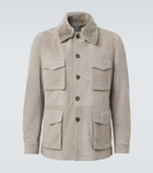 Eleventy Shearling-trimmed suede field jacket