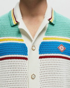 Casablanca Crochet Effect Tennis Shirt White - Mens - Shortsleeves