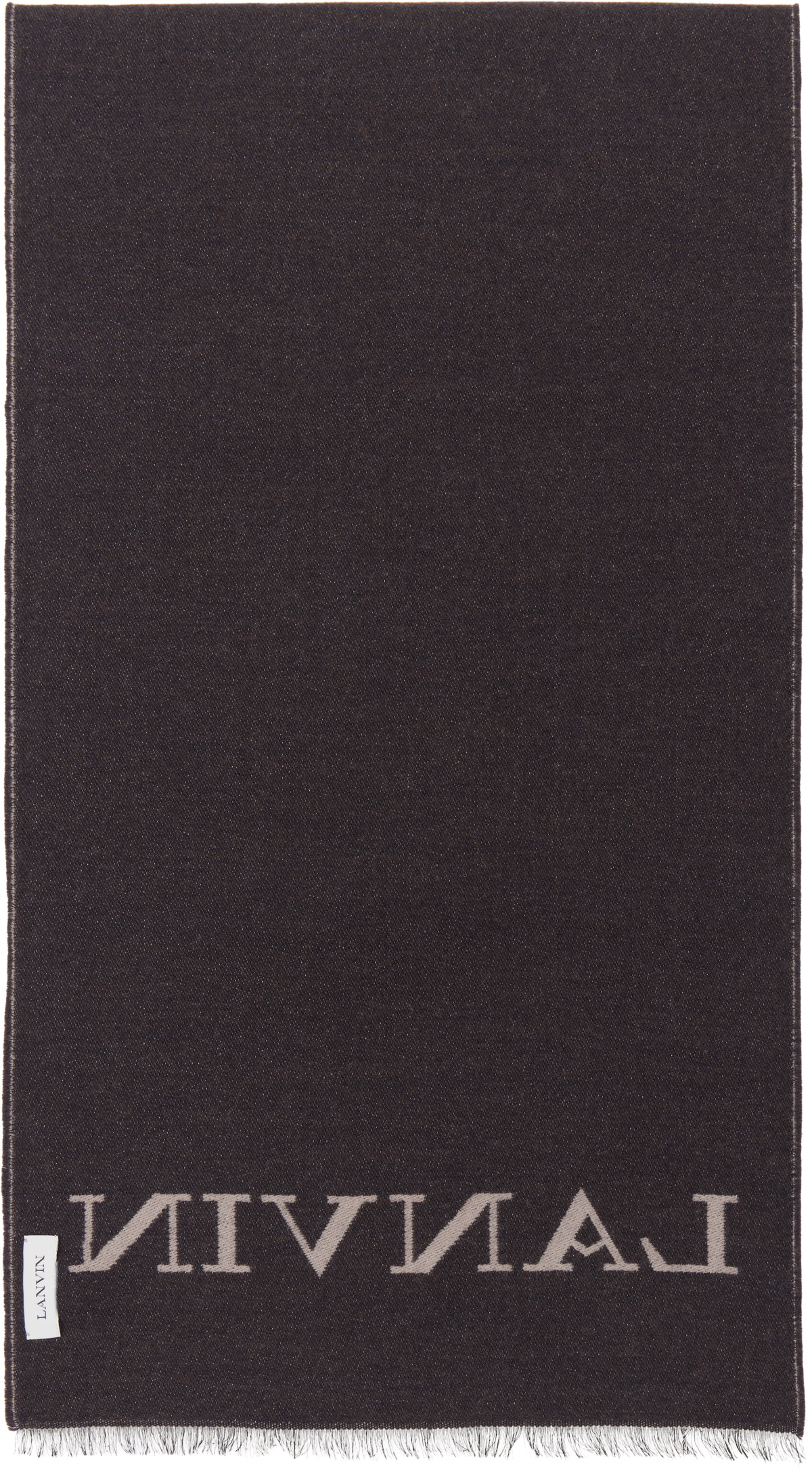 Lanvin Brown & Gray Logo Woven Scarf