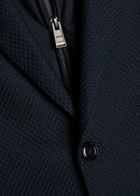 Boss Textured Layered Cotton-blend Blazer Navy