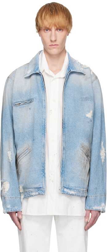 Photo: MM6 Maison Margiela Blue Distressed Denim Jacket