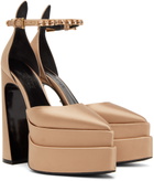 Versace Beige Aevitas Pointy Platform Heels