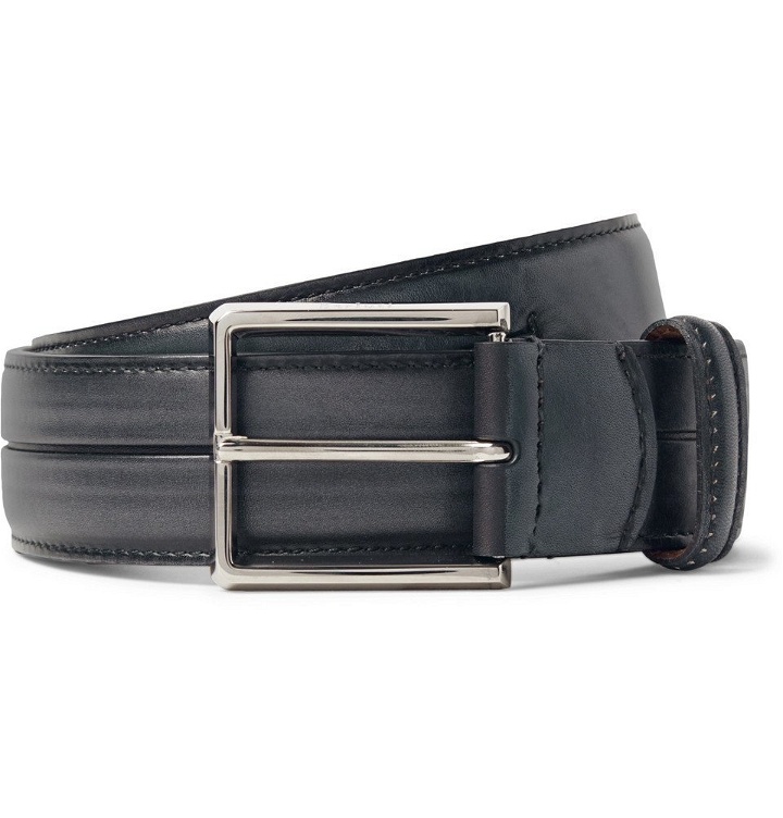 Photo: Berluti - 3.5cm Grey Gaspard Leather Belt - Men - Dark gray