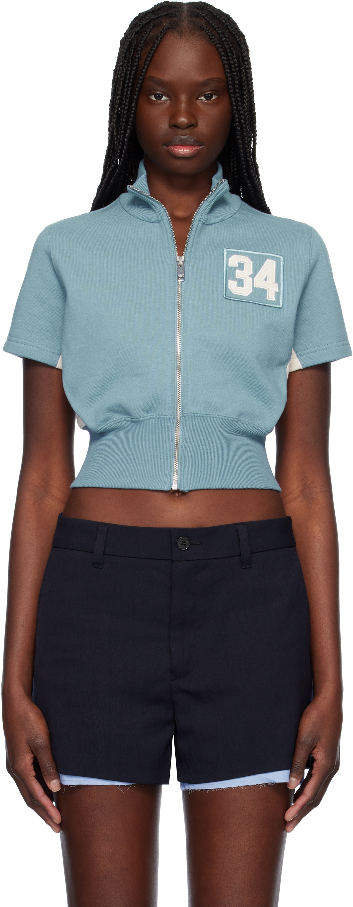 AMBUSH Blue Cropped Zip T-shirt