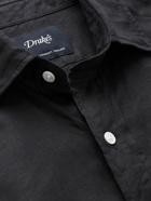 Drake's - Spread-Collar Linen Shirt - Blue