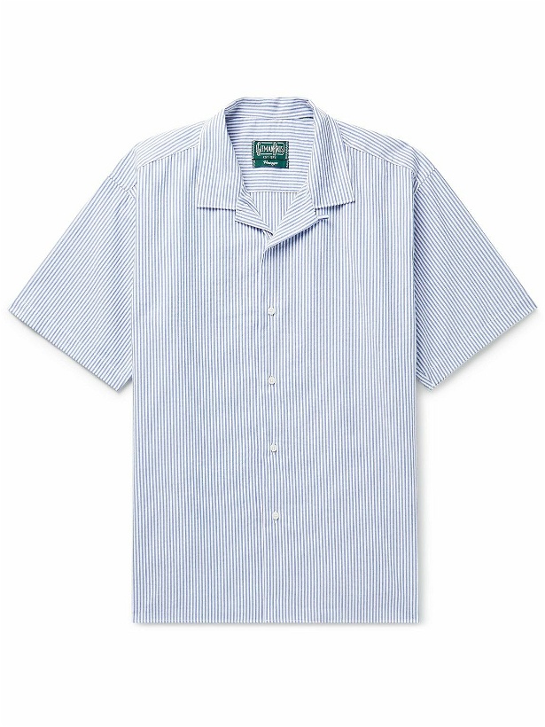 Photo: Gitman Vintage - Convertible-Collar Striped Cotton-Seersucker Shirt - Blue
