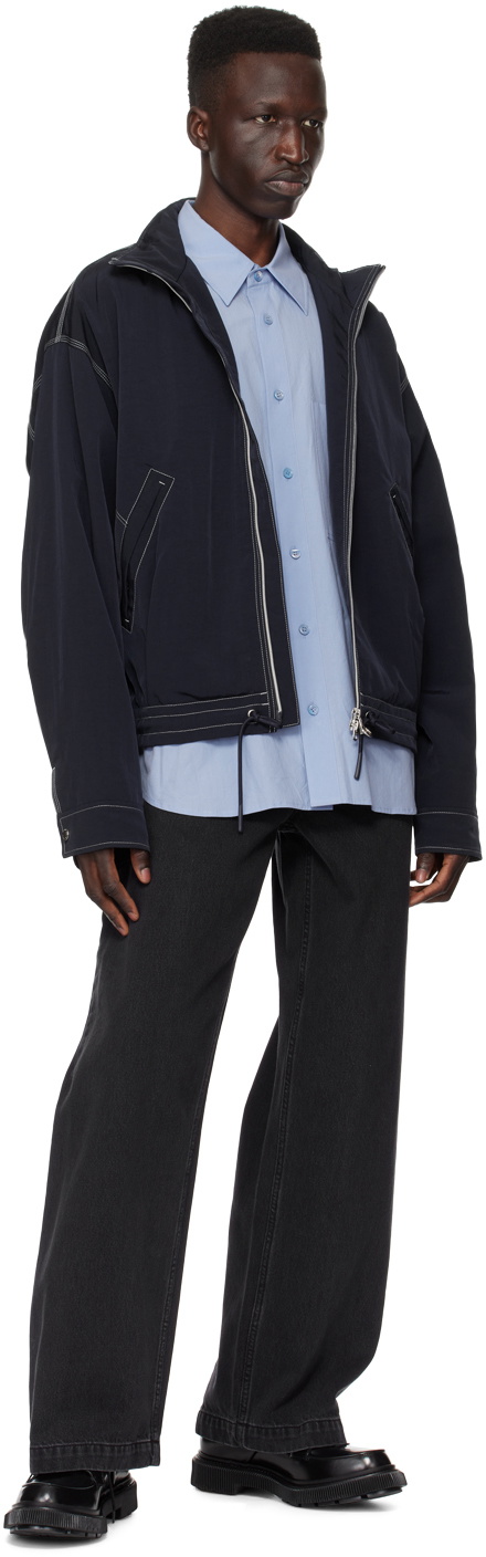 Solid Homme Navy Stitching Bomber Jacket