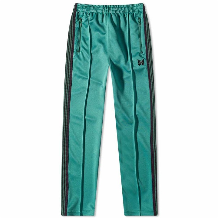 Photo: Needles Men's Poly Smooth Narrow Track Pant in Emerald