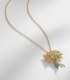 Yvonne Léon Broche Mimosa 9kt and 18kt gold pendant necklace with gemstones