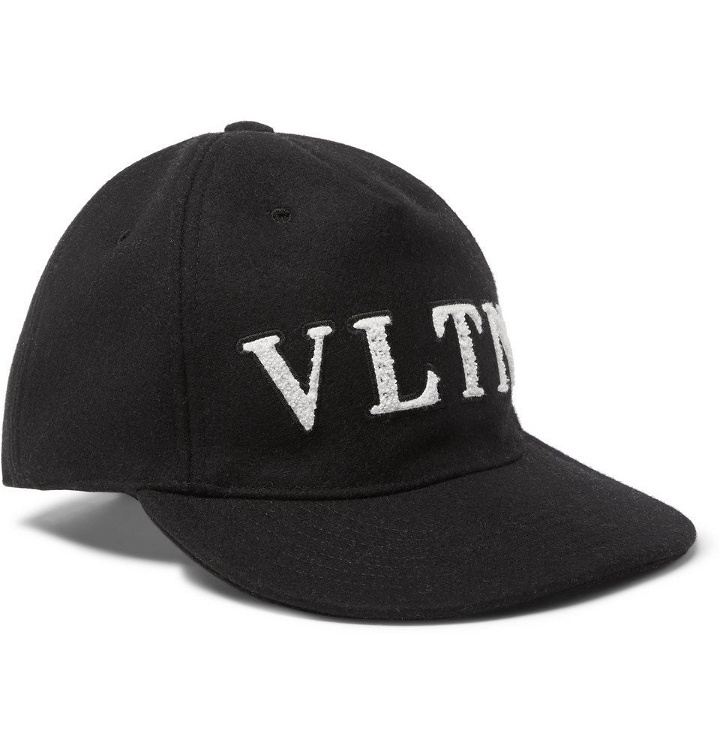 Photo: Valentino - Valentino Garavani Logo-Appliquéd Wool Baseball Cap - Men - Black