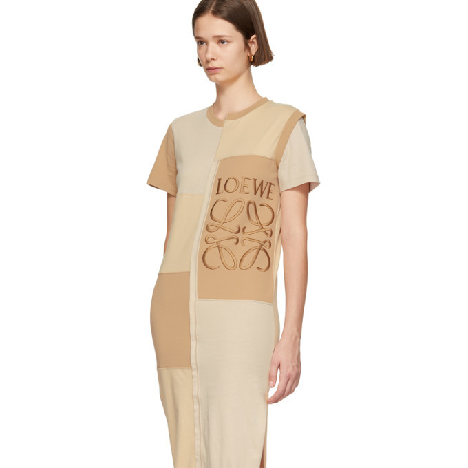 loewe t shirt dress Loewe Beige Patchwork T-Shirt Dress Loewe