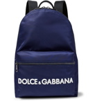 Dolce & Gabbana - Logo-Appliquéd Leather-Trimmed Shell Backpack - Navy