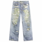 Acne Studios Men's 1981 Rose Print Denim Jeans in Blue/Green